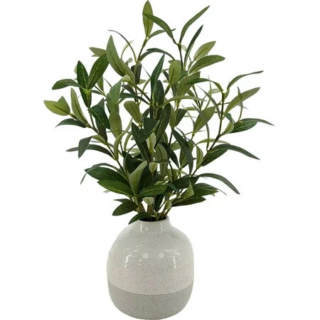 Better Homes & Gardens 14in Indoor Artificial Olive Plant in 2-Tone Ceramic Vase | Walmart (US)