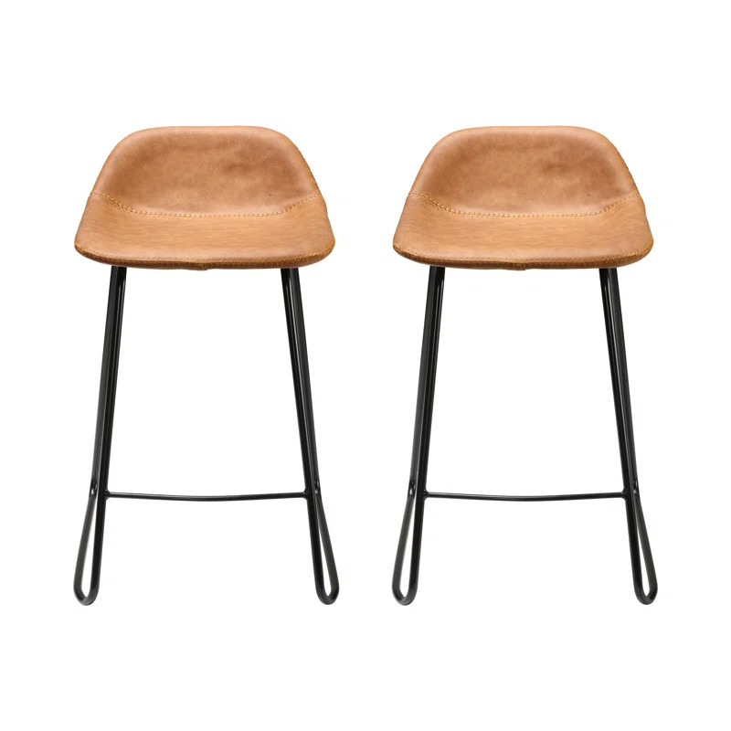 Maugansville Upholstered Counter Stool with Metal Frame (Set of 2) | Wayfair North America