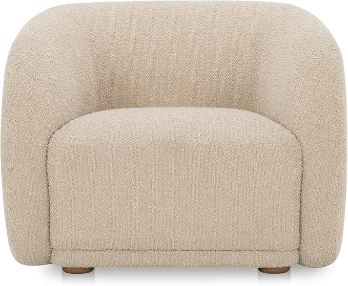 Eowyn Accent Chair, Vintage-Inspired Bouclé Upholstery, Solid Rubberwood Legs, Plush Curved Back... | Amazon (US)