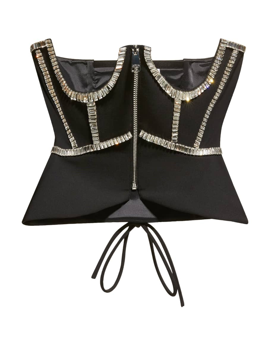 AREA Baguette Crystal Embellished Bustier Corset | Neiman Marcus