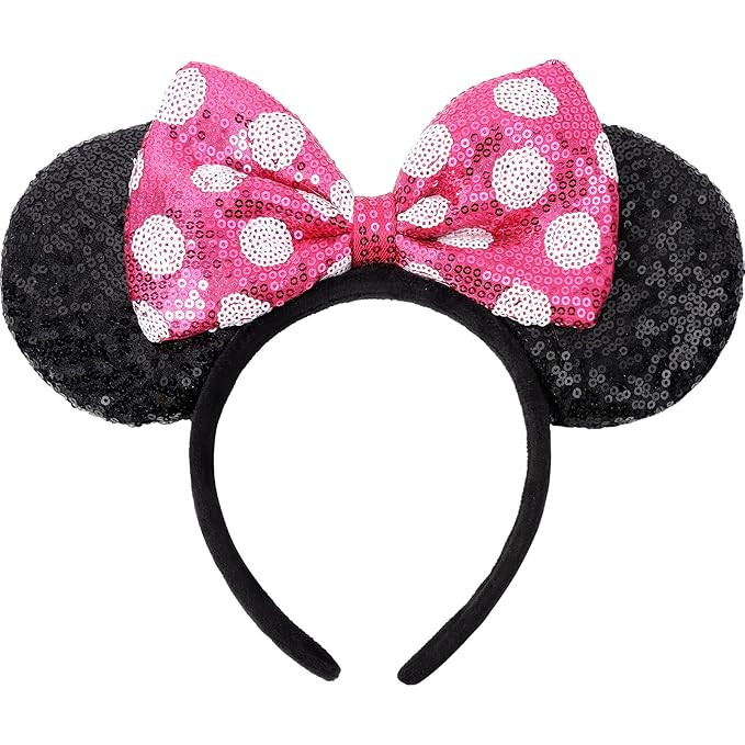Mouse Ears Headbands, Sequin Mouse Ears for Women Girls Boys, Shiny Bow Headband for Cosplay Part... | Amazon (US)