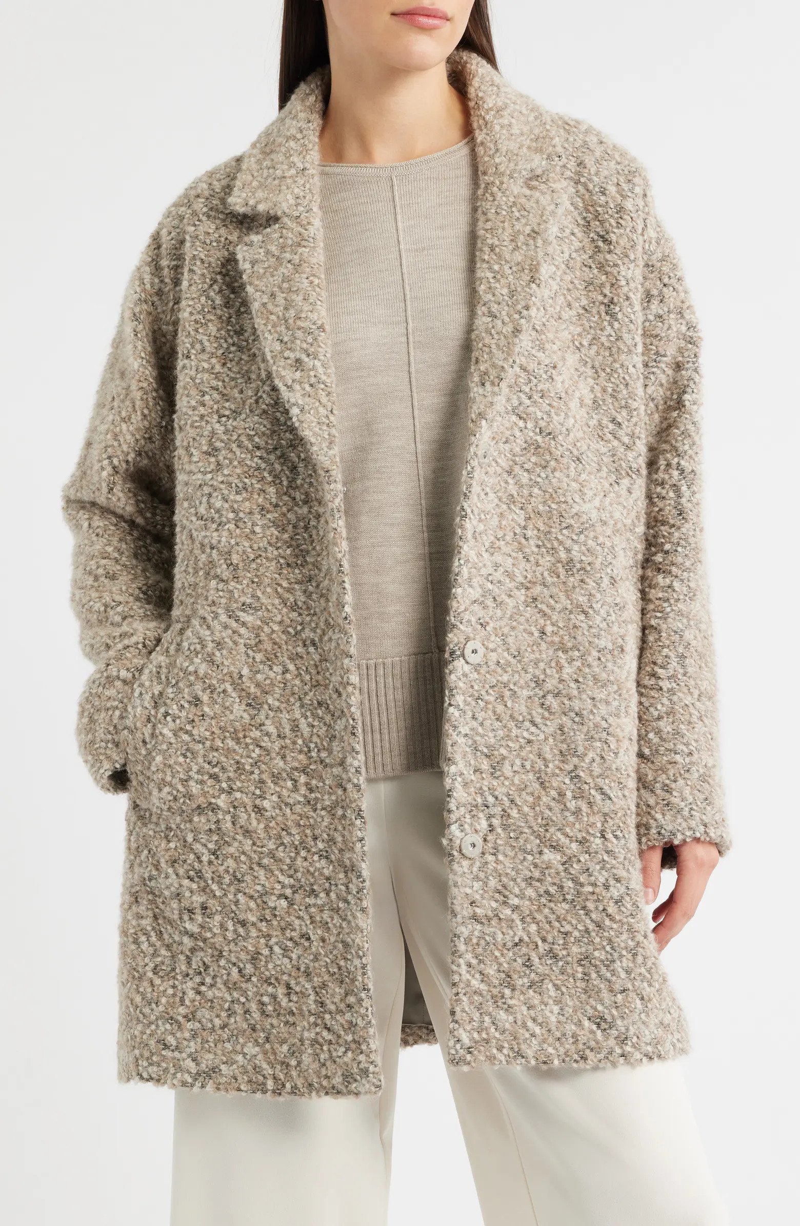 Alpaca & Wool Blend Faux Shearling Coat | Nordstrom