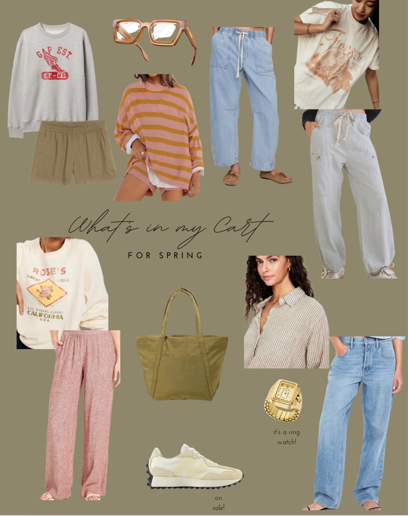Spring finds for women. Affordable clothing finds for this season. Vacation outfits, the perfect straight leg jean, Amazon finds, a baggu and free people dupe. Strip barrel pants. New balance sneakers. 

#LTKSeasonal #LTKfindsunder50 #LTKstyletip