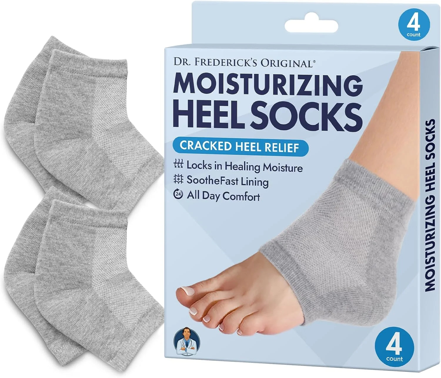 Dr. Frederick’s Original Moisturizing Heel Socks - Gel Lined Vitamin E, Jojoba, Essential Oils ... | Walmart (US)