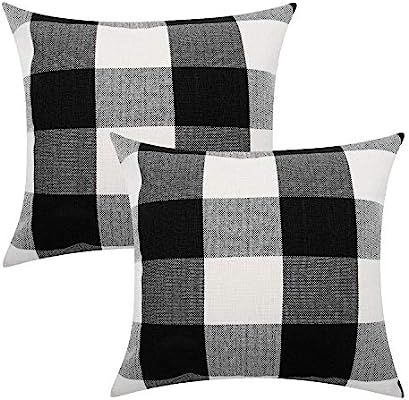Lewondr Checkered Throw Pillow Case, 2 Pack Breathable Wrinkle-Resistant Linen Throw Pillow Prote... | Amazon (CA)
