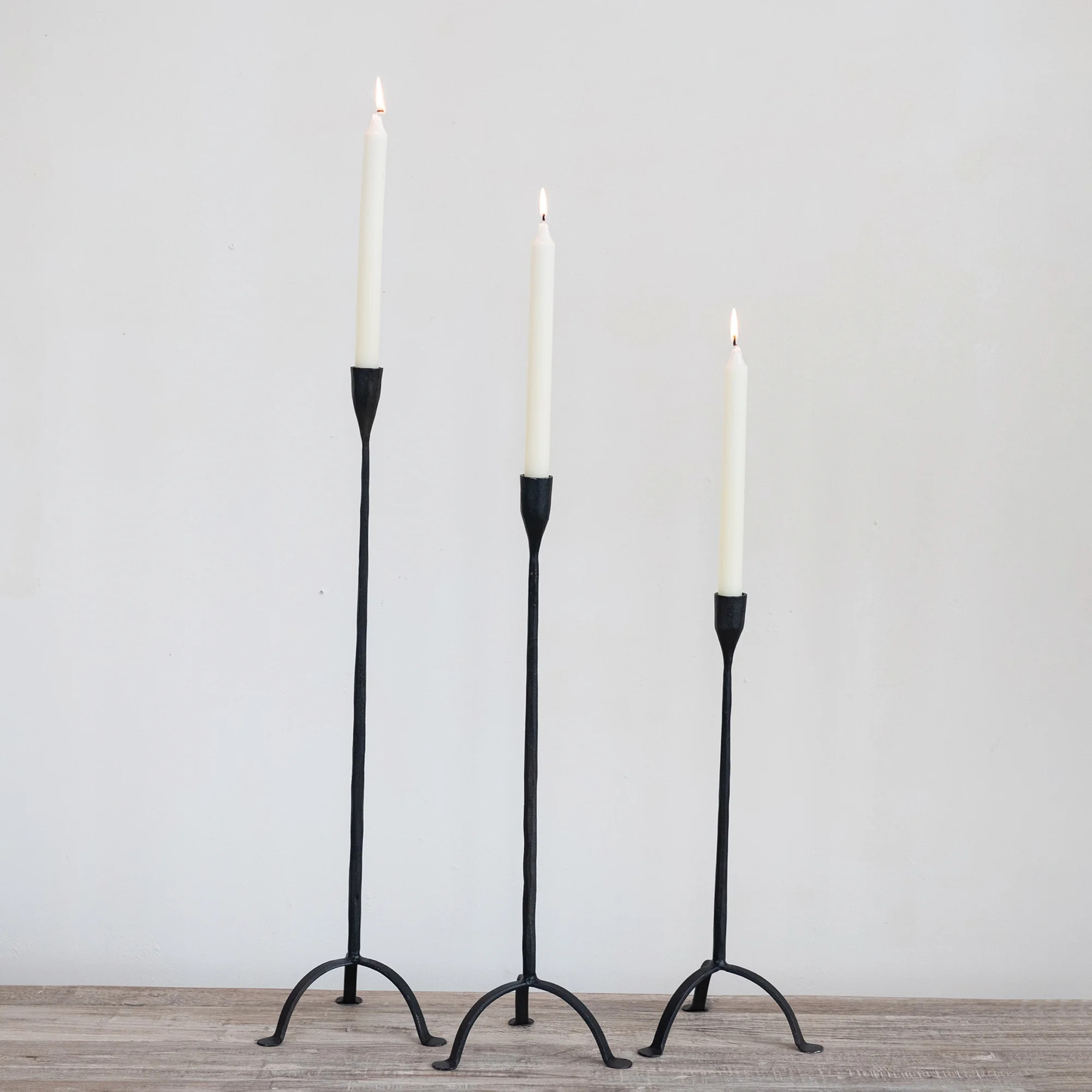 Creative Co-Op 24"H Hand-Forged Cast Metal Footed Taper Holder, Black | Walmart (US)