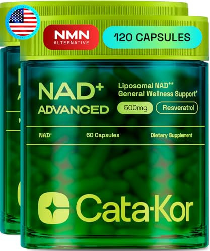 Cata-Kor Liposomal NAD Supplement with Resveratrol – NMN Supplement Alternative – 60-Day Supply – Third-Party Tested – 120 Capsules – Advanced NAD+ Resveratrol -Pack of 2 | Amazon (US)