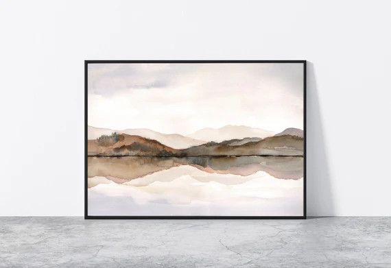 Read the full title
    Neutral Landscape - Mountain Lake Print Abstract Watercolor Printable Wal... | Etsy (US)
