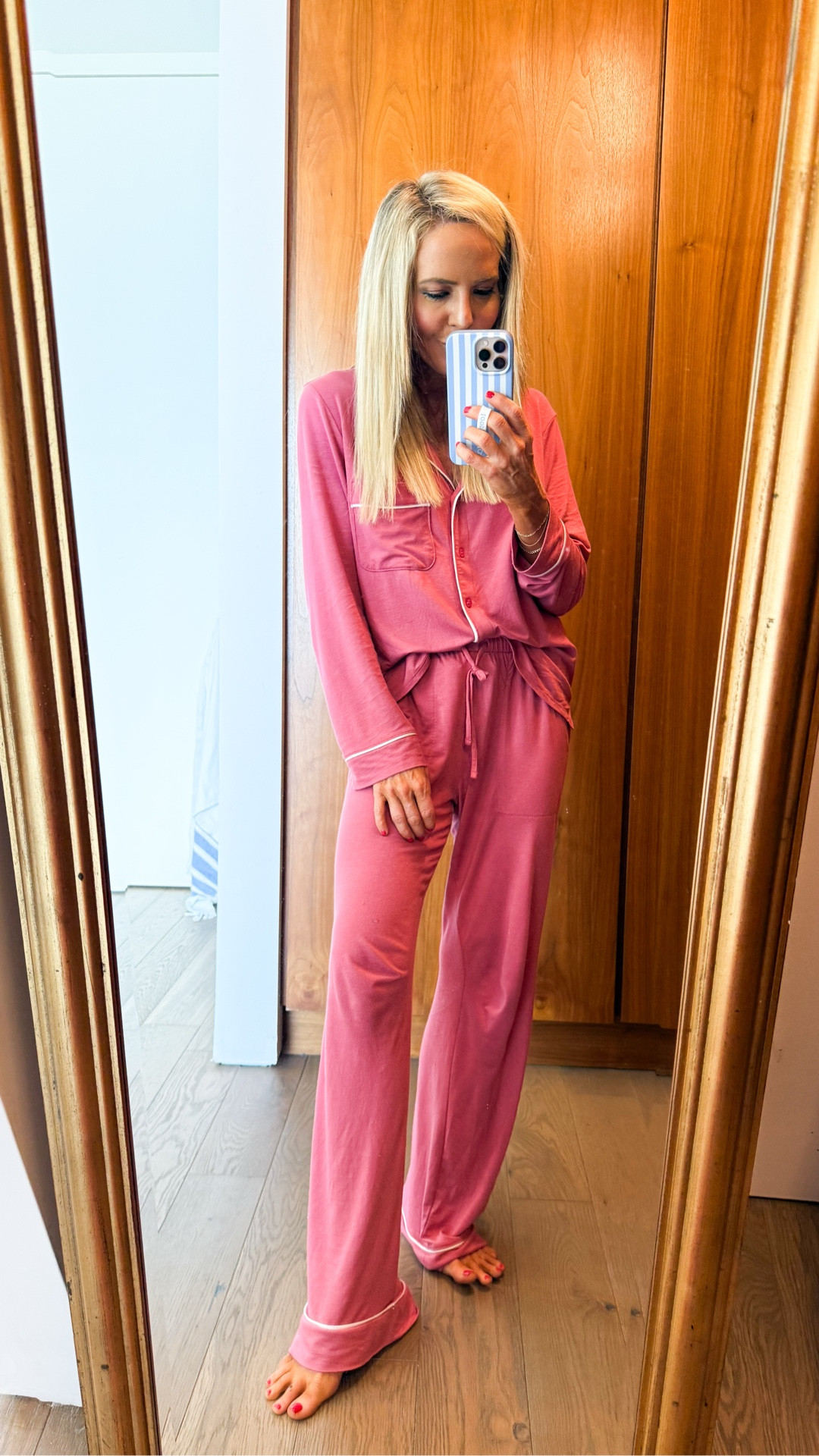 Auden pajamas in the prettiest pink color for spring! wearing size small • 

#LTKOver40 #LTKTravel #LTKSeasonal