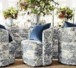 Brandon Maxwell Groveland Toile Upholstered Dining Chair | Pottery Barn (US)