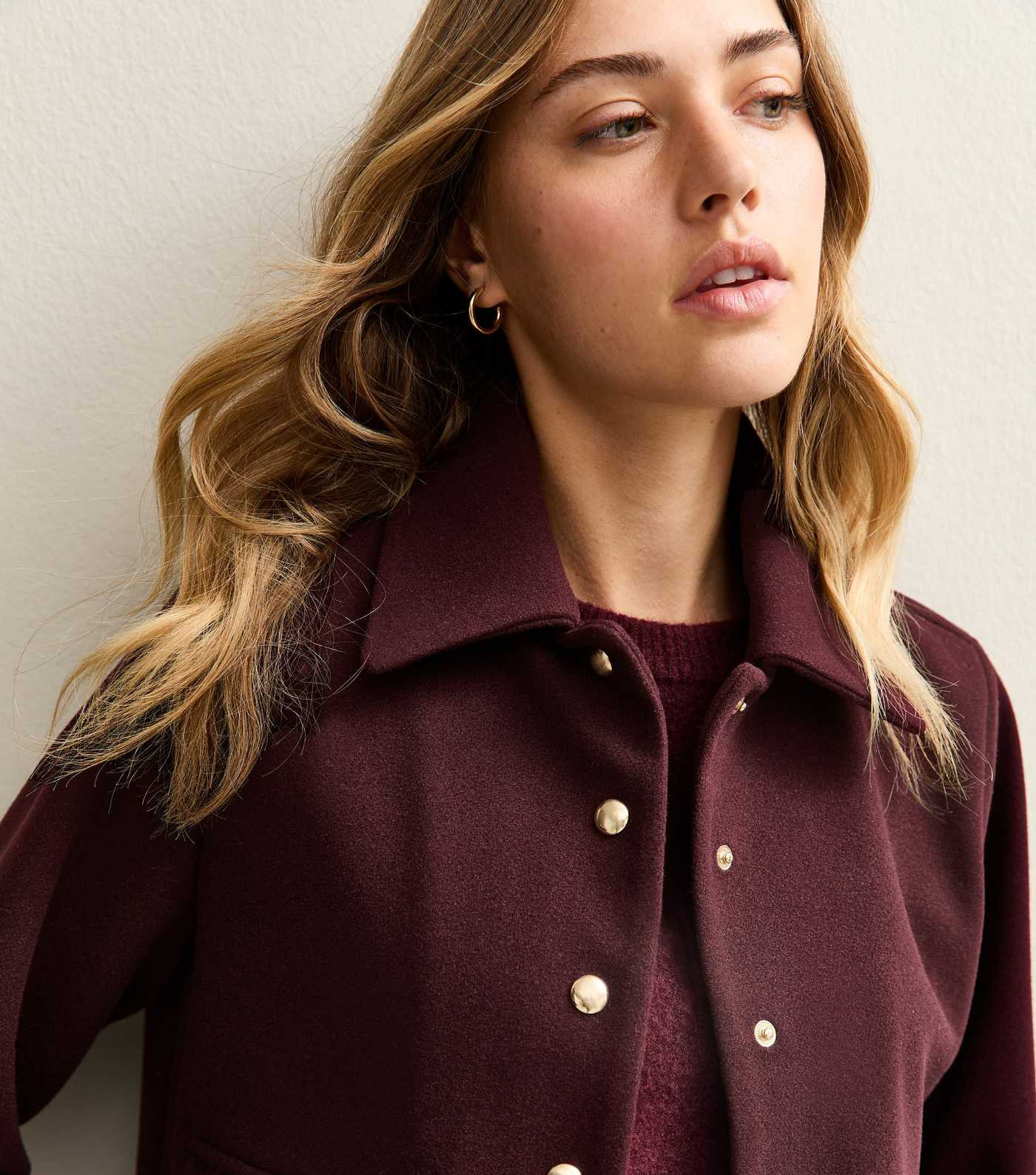 Dark Burgundy Multi Button Shacket Jacket | New Look | New Look (UK)