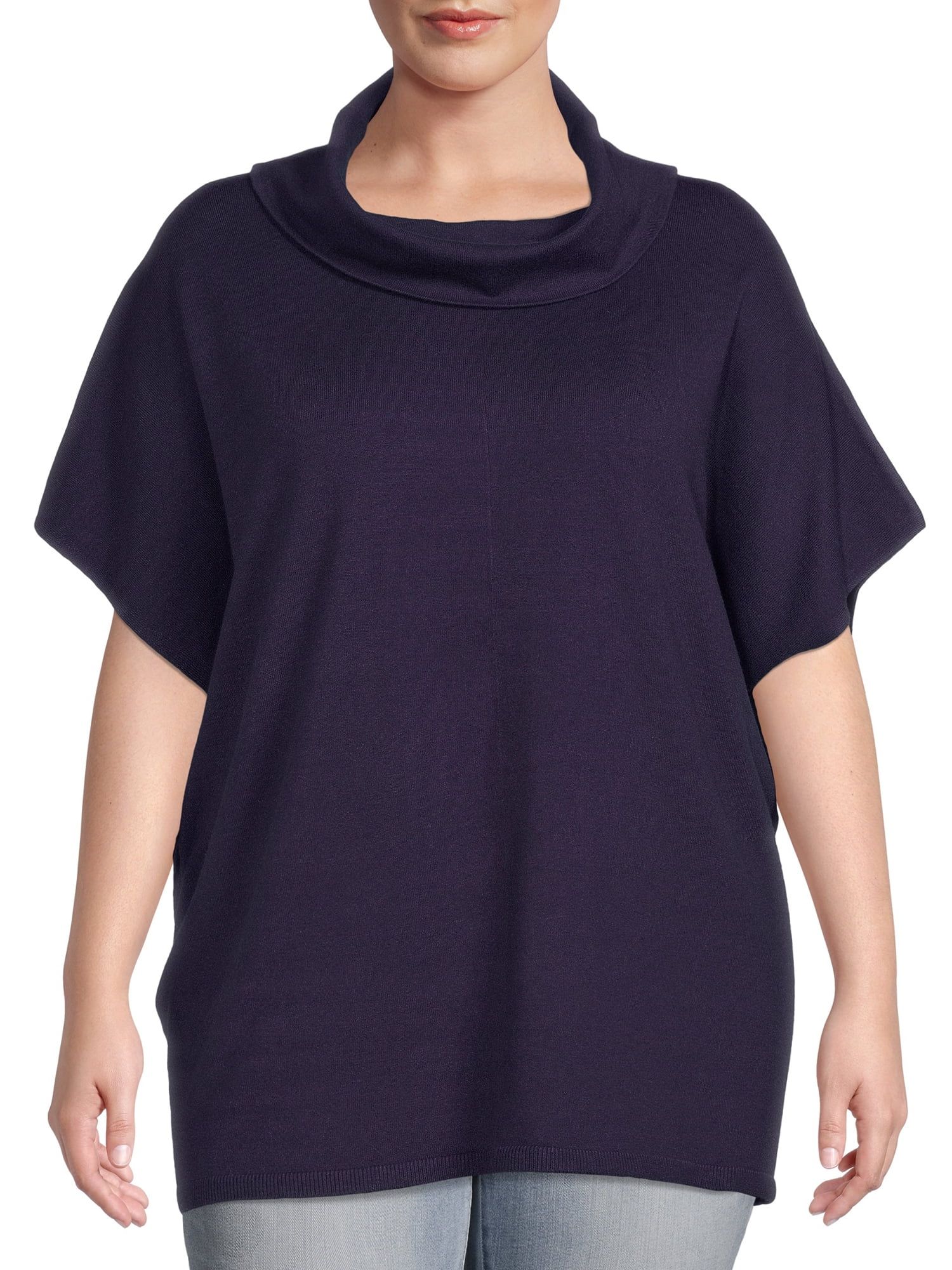 ELOQUII Elements Women's Plus Size Mock Neck Tunic Sweater | Walmart (US)