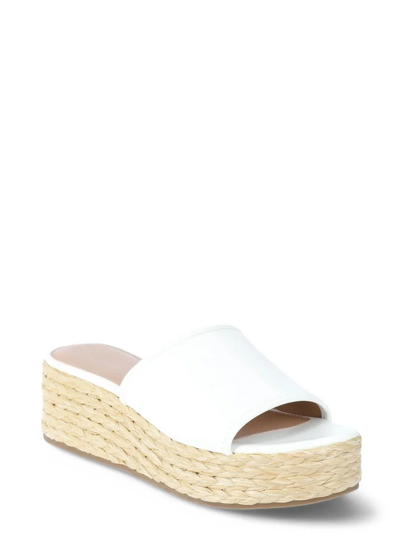 Time and Tru Women's Raffia Platform Slide Sandals | Walmart (US)