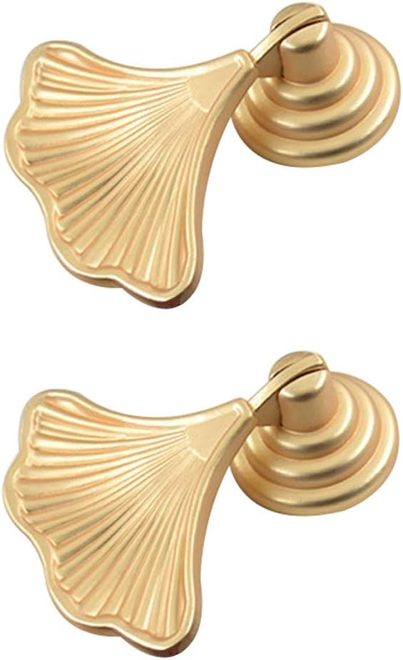 Geenite Furniture Knob Handles Golden Drop Pendant Pull Handle Fashion Ginkgo Leaf Shape Dresser Knobs for Kitchen Bathroom Cabinet Door Drawer 2 pcs | Amazon (US)