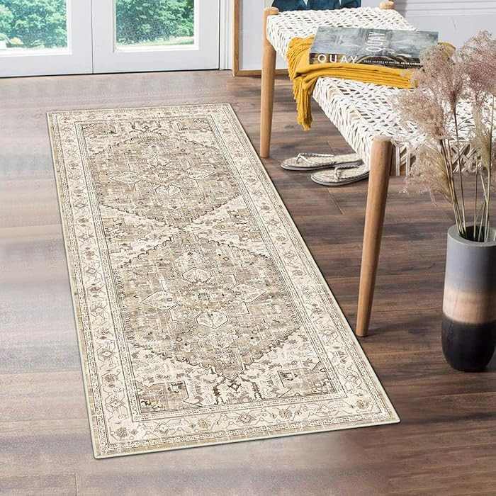 Yamaziot Washable Runner Rug, 2x5 Non-Slip Boho Vintage Hallway Rug Runner with Rubber Backing, S... | Amazon (US)