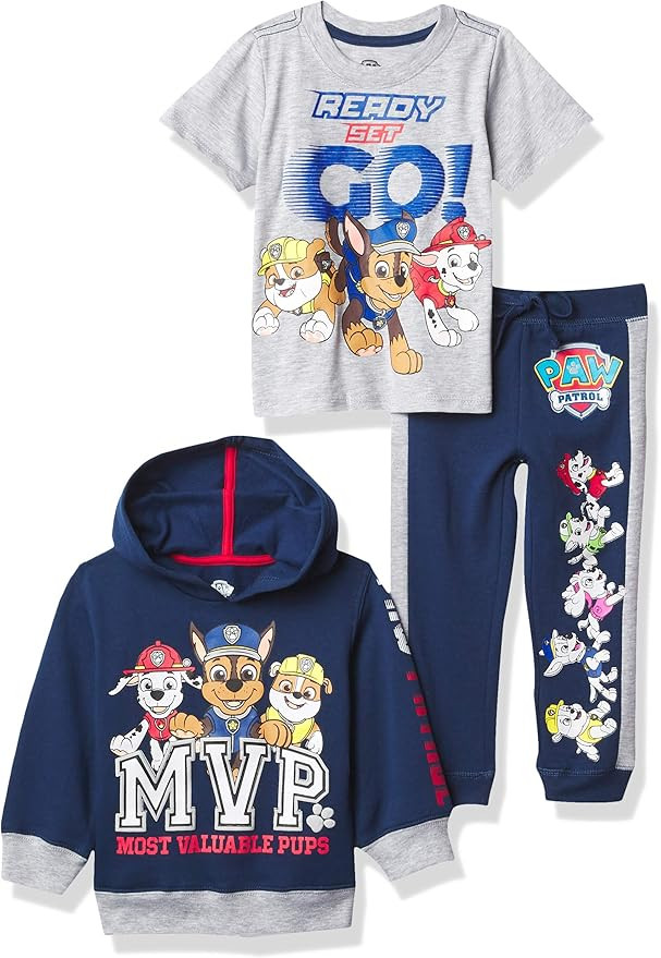 Nickelodeon Paw Patrol Graphic Hoodie, T-Shirt, & Jogger Sweatpant, 3-Piece Athleisure Outfit Bun... | Amazon (US)