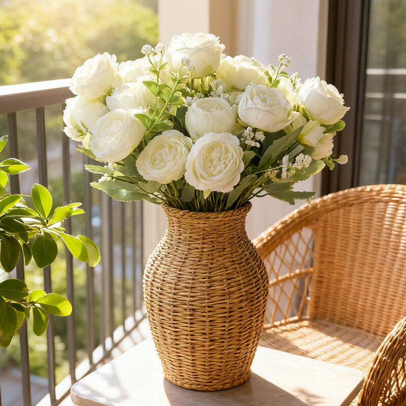Wei's moment 4Bunches Peony künstliche Blumen, weiße Blumen, Seiden-Pfingstrosen, Blumensträuße für Hochzeit & Party, Tischdekorationen, florale Arrangements, Dekoration für Zuhause & Küche | Joybuy