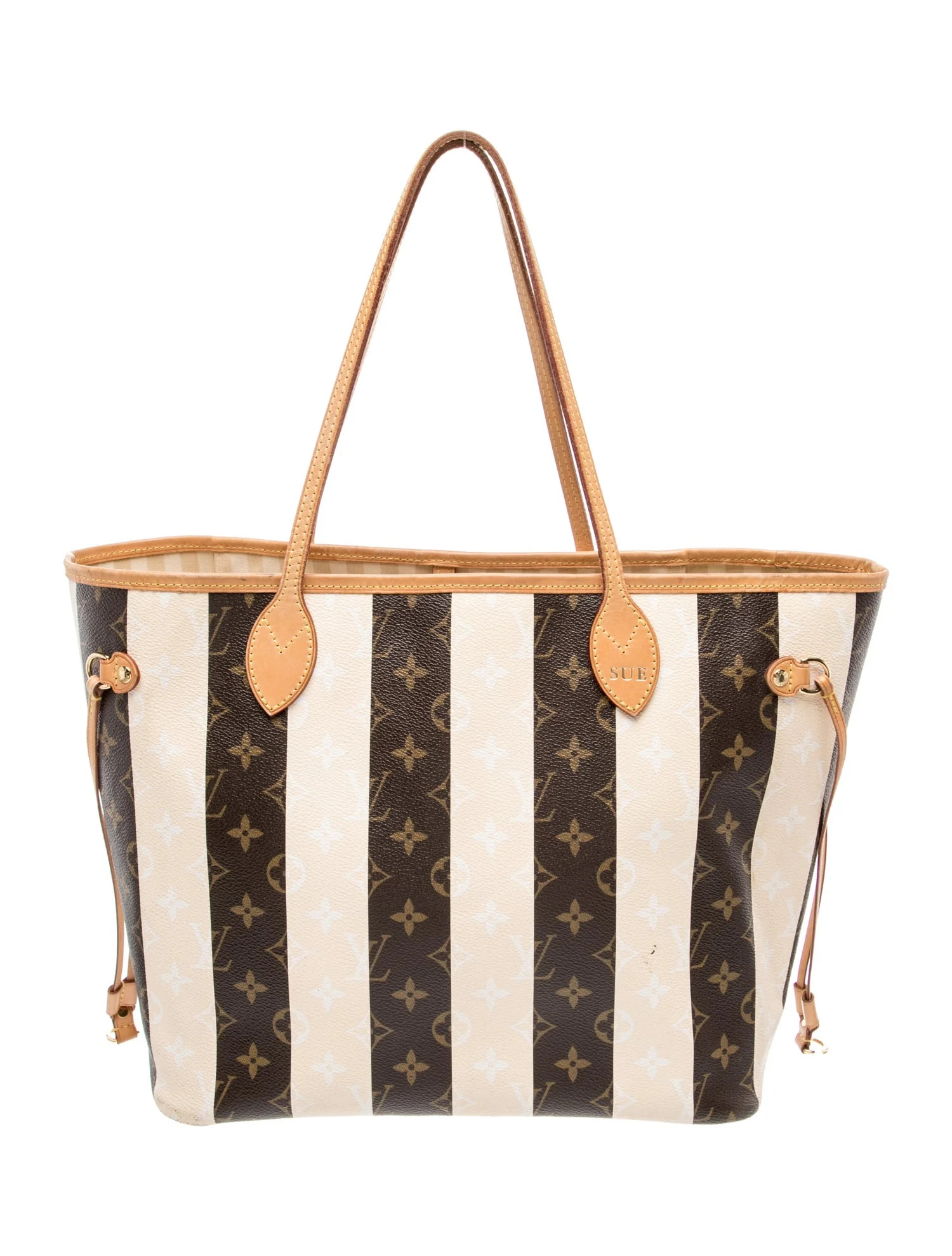 Louis Vuitton LV Monogram Rayures Neverfull MM - Brown Handle Bags, Handbags - LOU1255532 | The R... | The RealReal