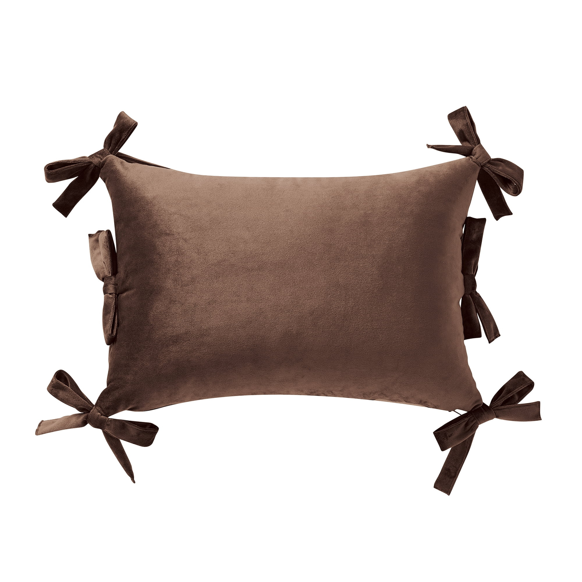Home Decor Collection 14" x 20" Brown Velvet Bow Decorative Pillow | Walmart (US)