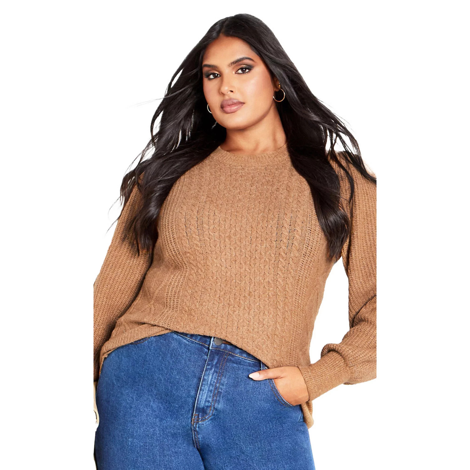Avenue Women's Plus Size Anne Cable Sweater | Kohl's