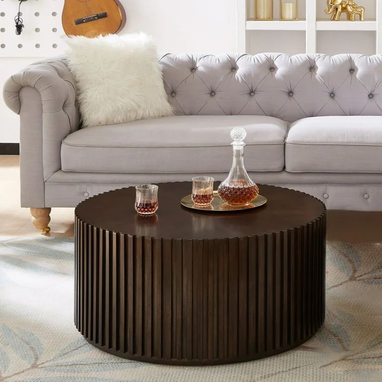 Gexpusm Round Coffee Table, Solid Wood Center Table for Living Room, Circle Drum Coffee Table wit... | Walmart (US)