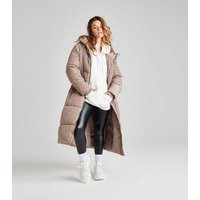 Urban Bliss Light Brown Long Oversized Puffer Jacket New Look | New Look (UK)