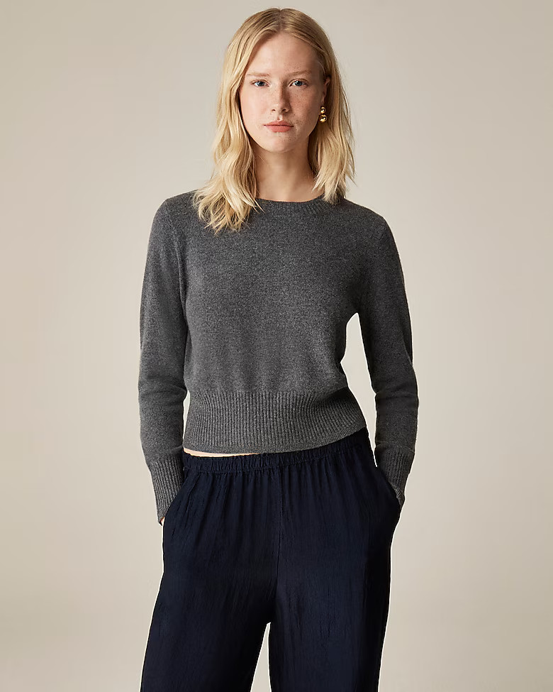 Cashmere shrunken crewneck sweater | J. Crew US