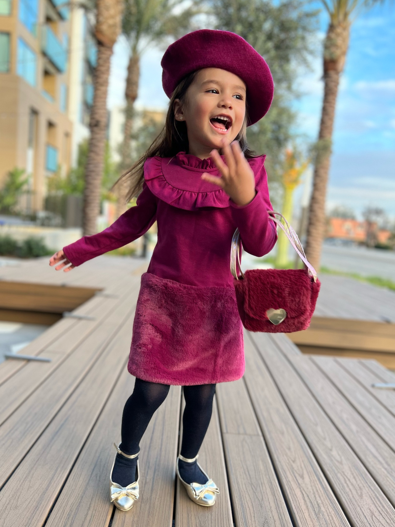 Janie and Jack Finds, Christmas Outfit, Fax Fur Dress, Burgundy Dress, Wool Beret, Glitter Tight, Kids Bag, Burgundy Bag, Toddler, Little Girl, Big Girls. 

#LTKkids #LTKHoliday #LTKGiftGuide