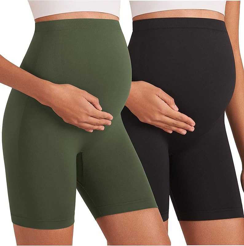 Enerful Women's Maternity Shorts Biker Summer Soft Seamless Pregnancy Yoga Workout Active Short L... | Amazon (US)