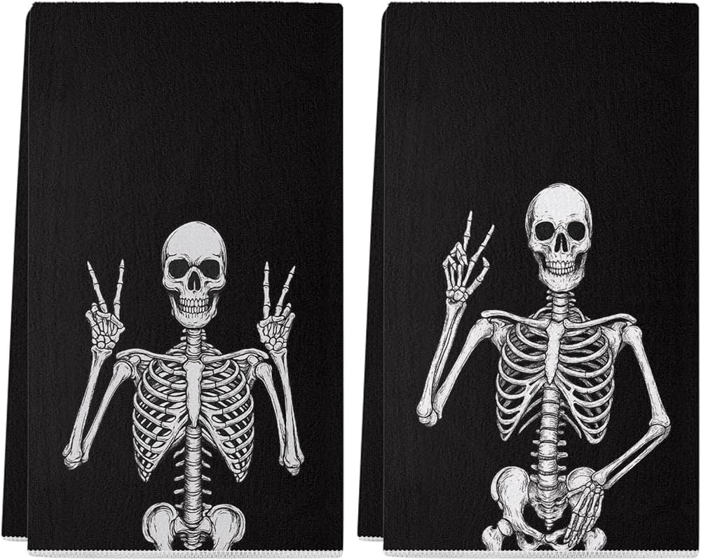 Halloween Kitchen Towels 18x26 Inch Set of 2, Skeleton Spooky Halloween Dish Towels Seasonal Holi... | Amazon (US)