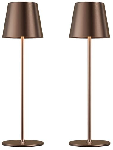 Cordless Table Lamp Rechargeable Brown - KK 2 Pack 5000mAH Battery Operated Lamp for Counter, 3 Color Stepless Dimming Wireless Lamp for Dining Table, Kitchen Counter, Outdoor Patio, Touch Control | Amazon (US)