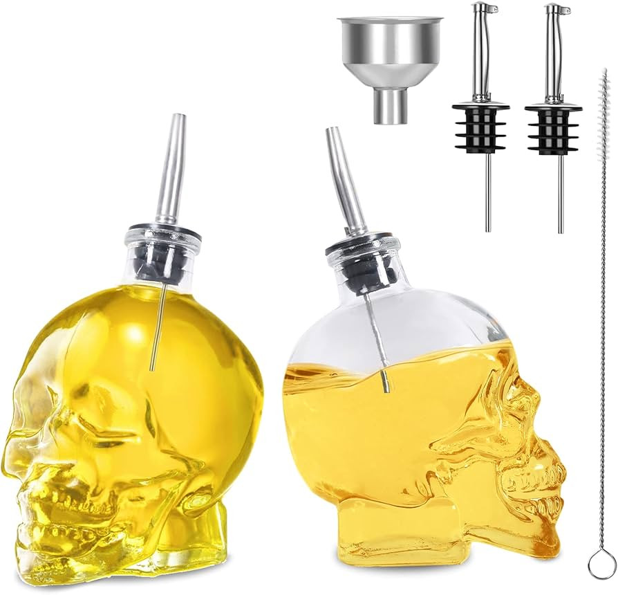 Gusnilo Olive Oil Dispenser 15 Oz Skull Shape Oil and Vinegar Dispenser Set Oil Bottle Glass Oil ... | Amazon (US)