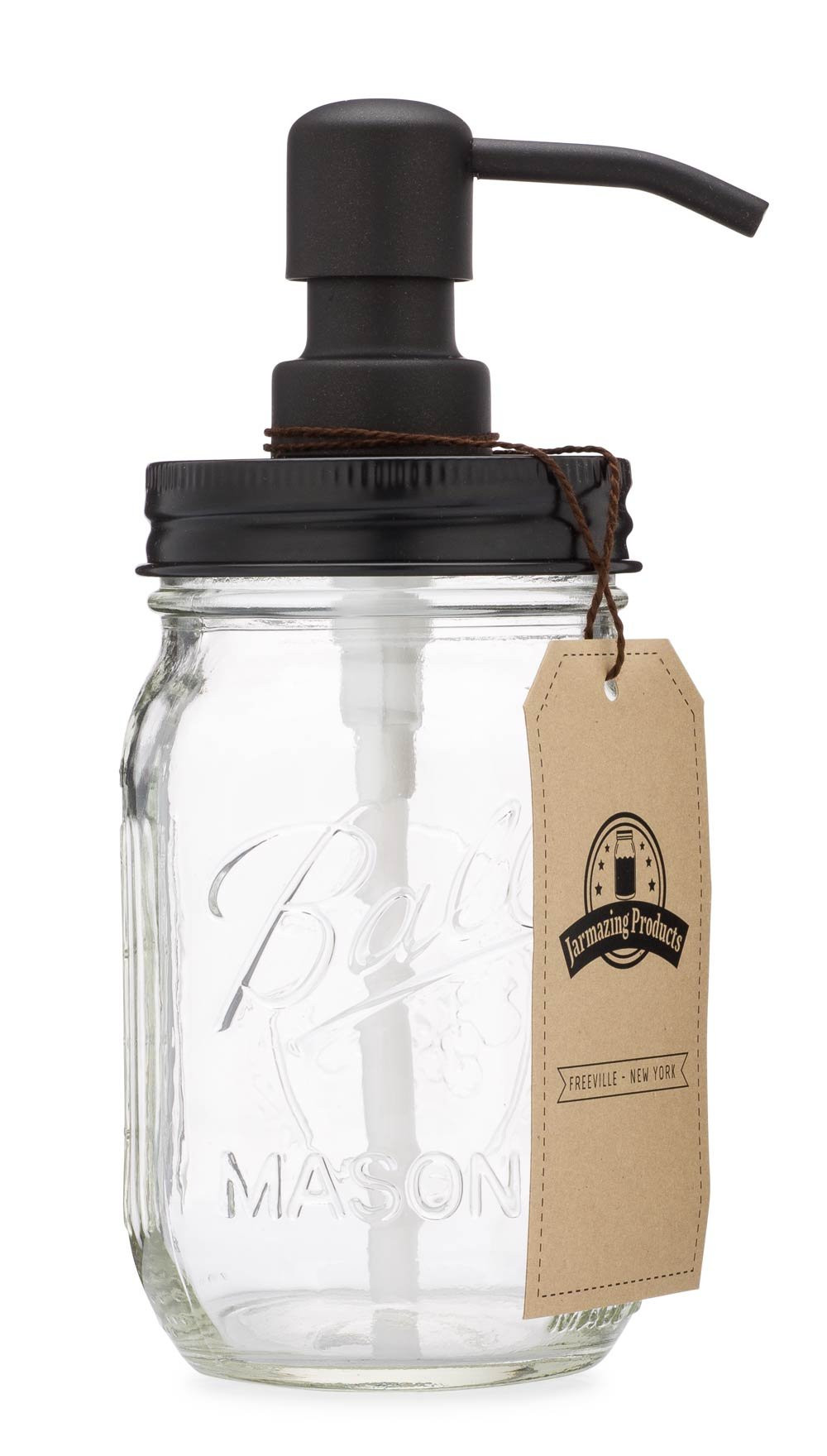 Jarmazing Products Mason Jar Soap Dispenser - Black - 16 oz Ball Mason Jar Liquid Dispenser for K... | Amazon (US)