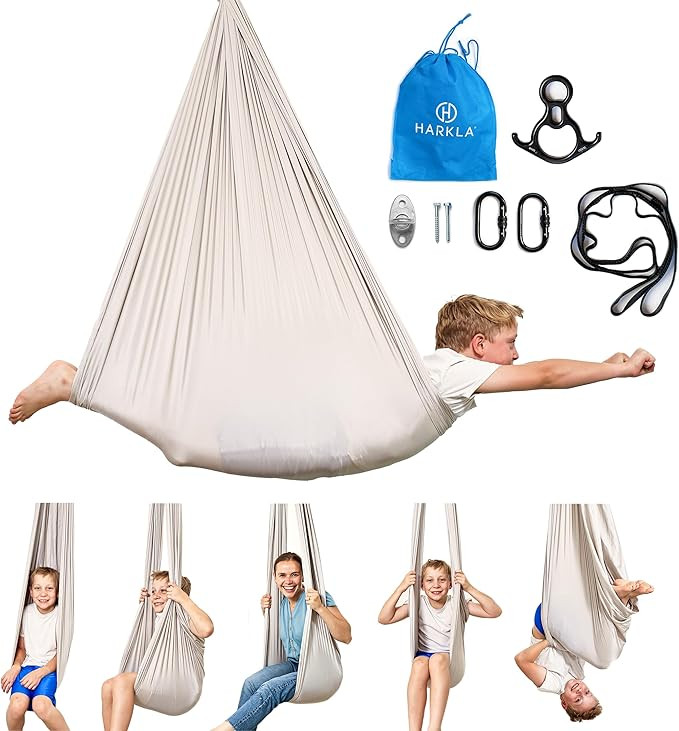 Harkla Sensory Swing for Kids & Adults - Holds 300lbs, Indoor Outdoor Sensory Swing for Hug Like ... | Amazon (US)