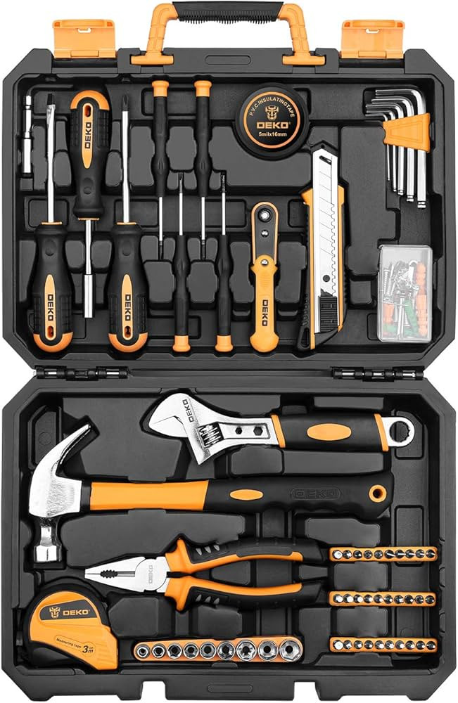 DEKOPRO 100 Piece Tool Set,General Household Hand Tool Kit,with Plastic Toolbox Storage Case for ... | Amazon (US)