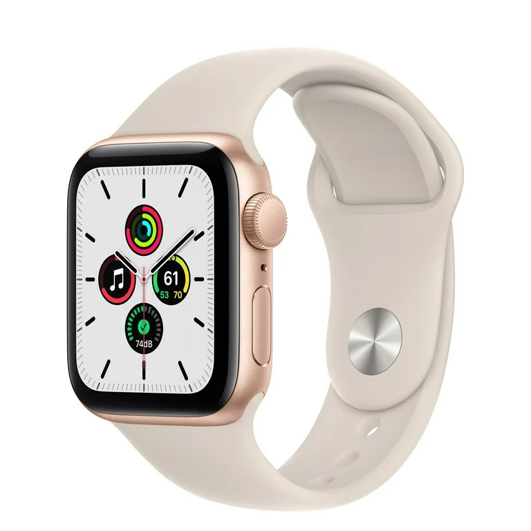 Apple Watch SE GPS, 40mm Gold Aluminum Case with Starlight Sport Band - Regular | Walmart (US)