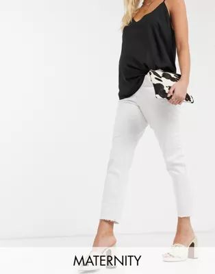 Topshop Maternity straight overbump jeans in white | ASOS (Global)
