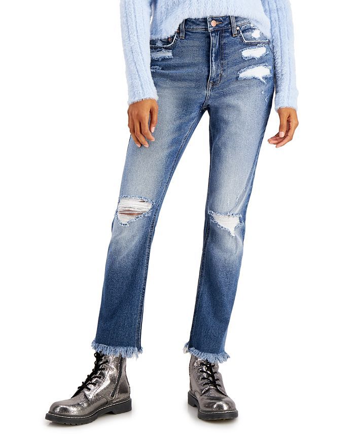 Tinseltown Juniors' Ripped Straight Jeans & Reviews - Jeans - Women - Macy's | Macys (US)