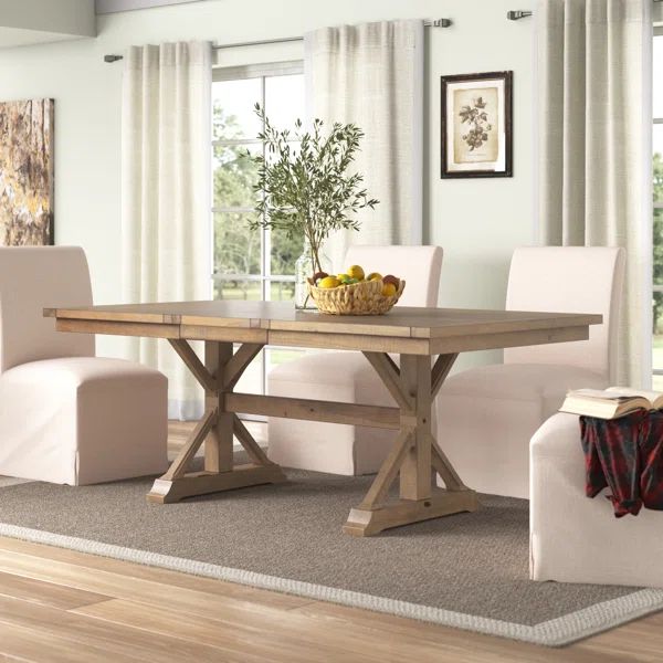 Inglesbatch Extendable Pine Solid Wood Trestle Dining Table | Wayfair North America