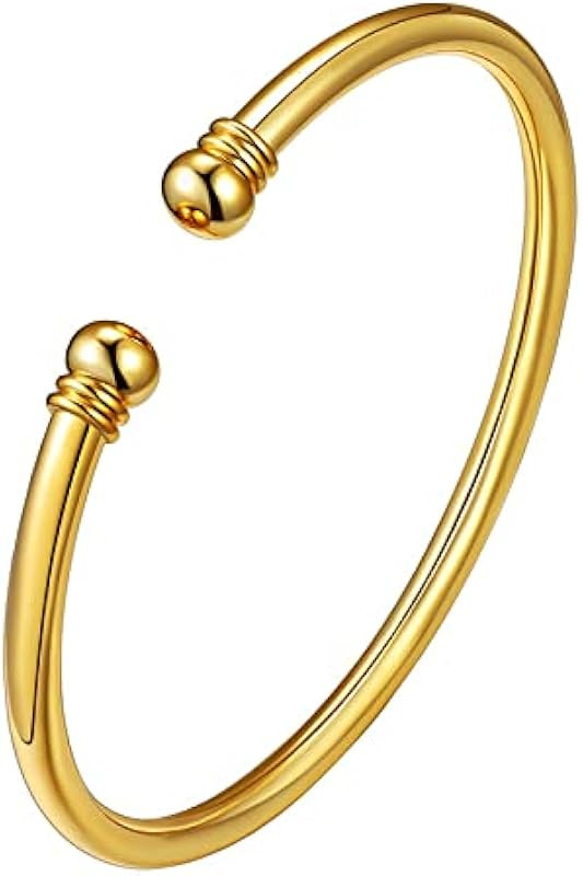 U7 Unisex Simple Cuff Bracelet 18K Real Gold Platinum Plated Fine Bracelets Fashion Jewelry Open ... | Amazon (US)