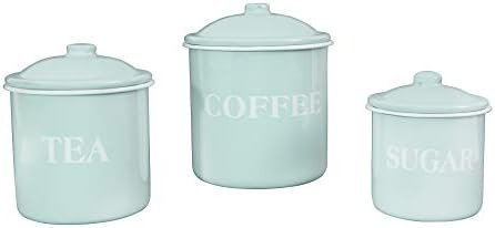 Creative Co-Op Metal Containers with Lids, Coffee, Tea, Sugar (Set of 3 Sizes/Designs) Food Stora... | Amazon (US)