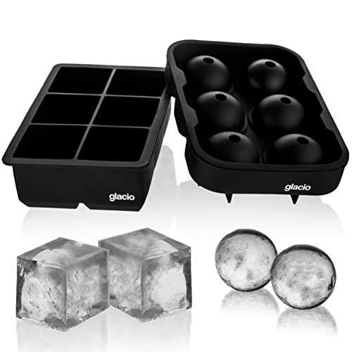 glacio Ice Cube Molds - Silicone Combo Trays - Sphere Ice Mold Ball Maker with Lid & Large Square Tr | Amazon (US)