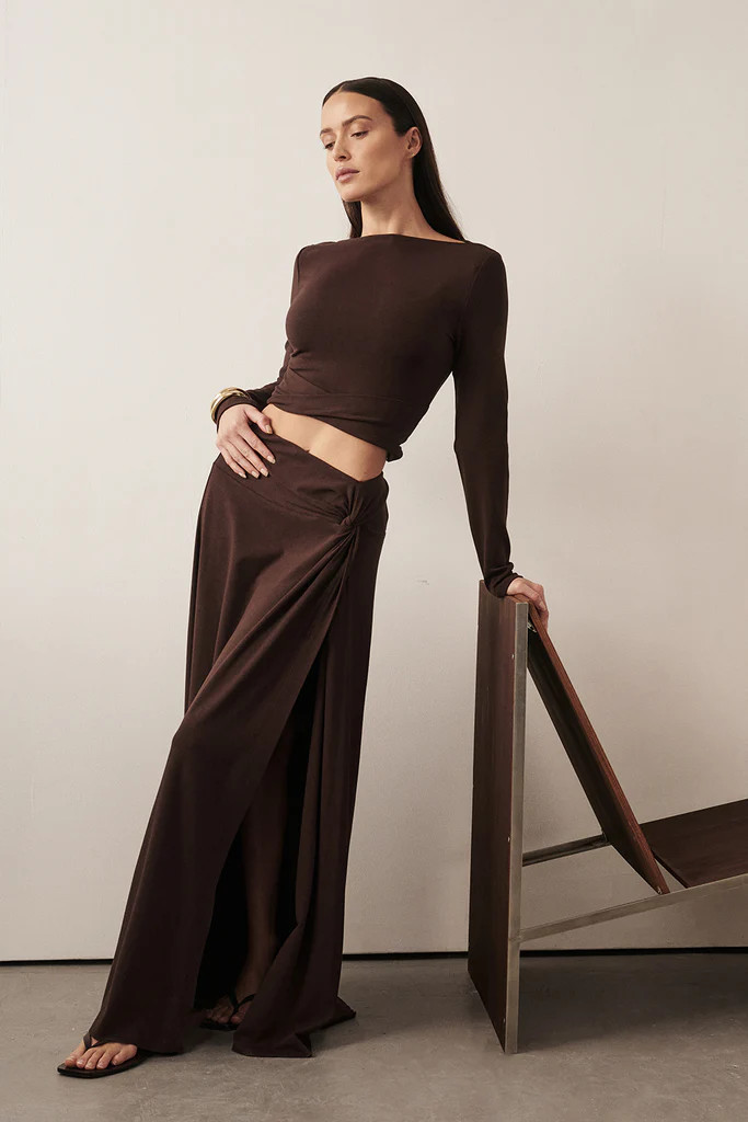 HADLEY CHOC TWIST MIDI SKIRT | DISSH