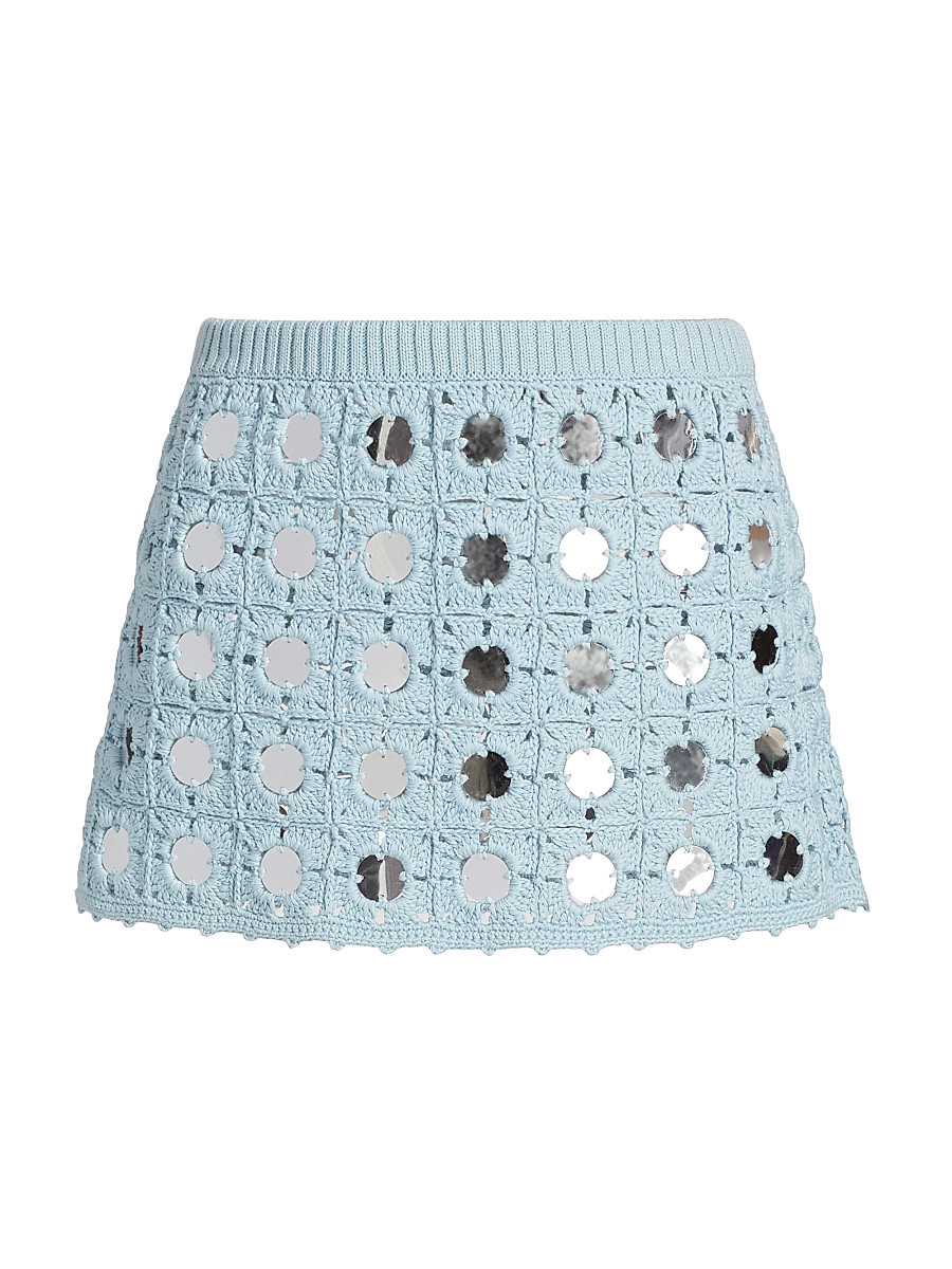Women's Kendra Mirror Cotton Crochet Miniskirt - Sky Blue - Size Small | Saks Fifth Avenue