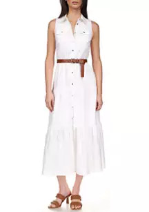 Women's Linen Slub Tiered Dress | Belk