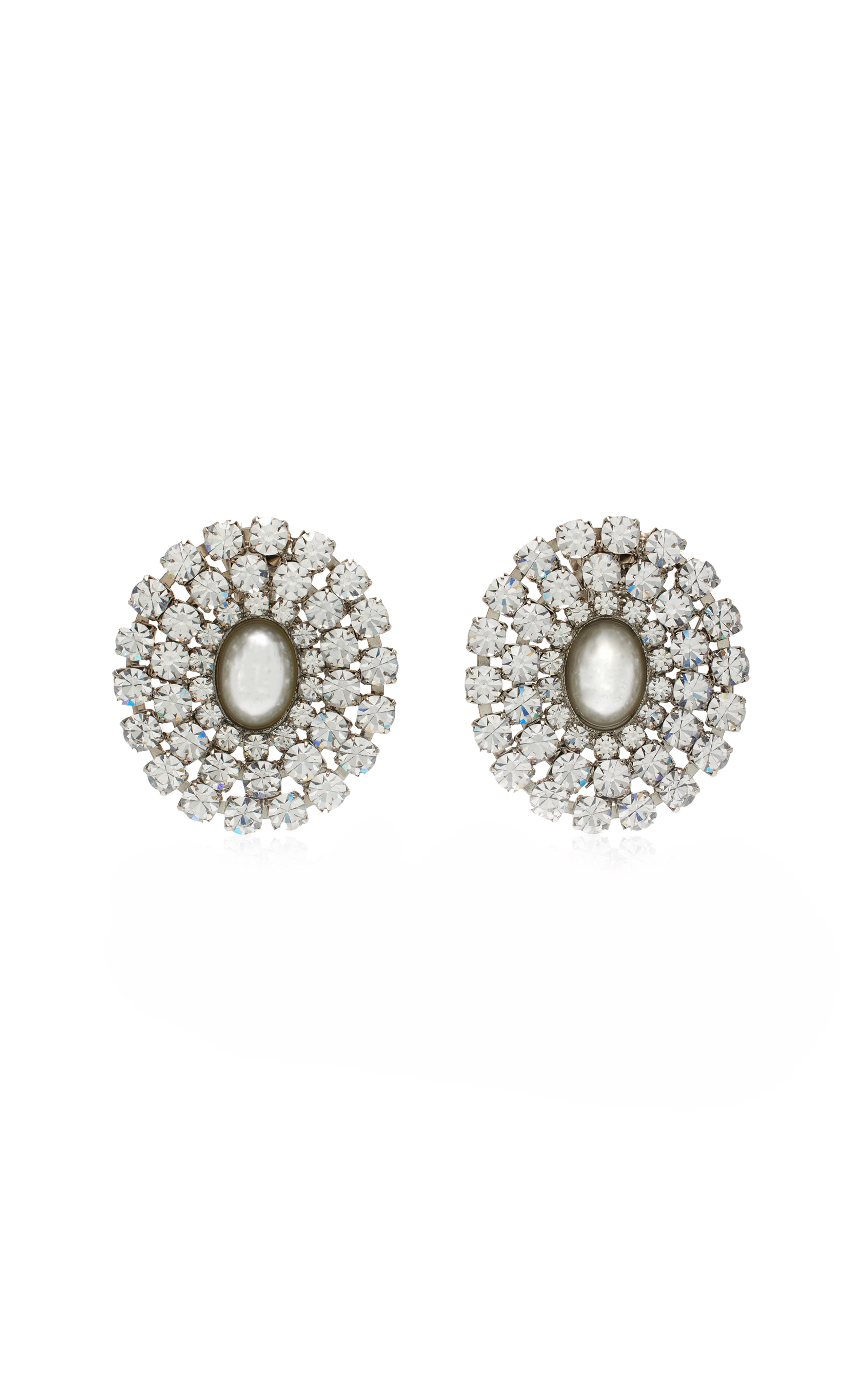 Silver-Tone Crystal And Faux Pearl Earrings | Moda Operandi (Global)