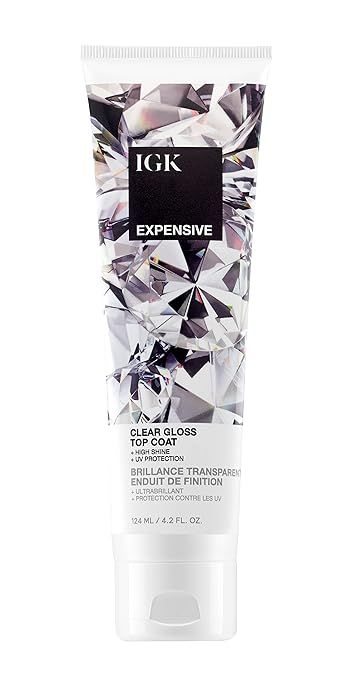 IGK EXPENSIVE Clear Gloss Top Coat | Shine + Strengthen + Smooth | Vegan + Cruelty Free | 4.2 Oz | Amazon (US)