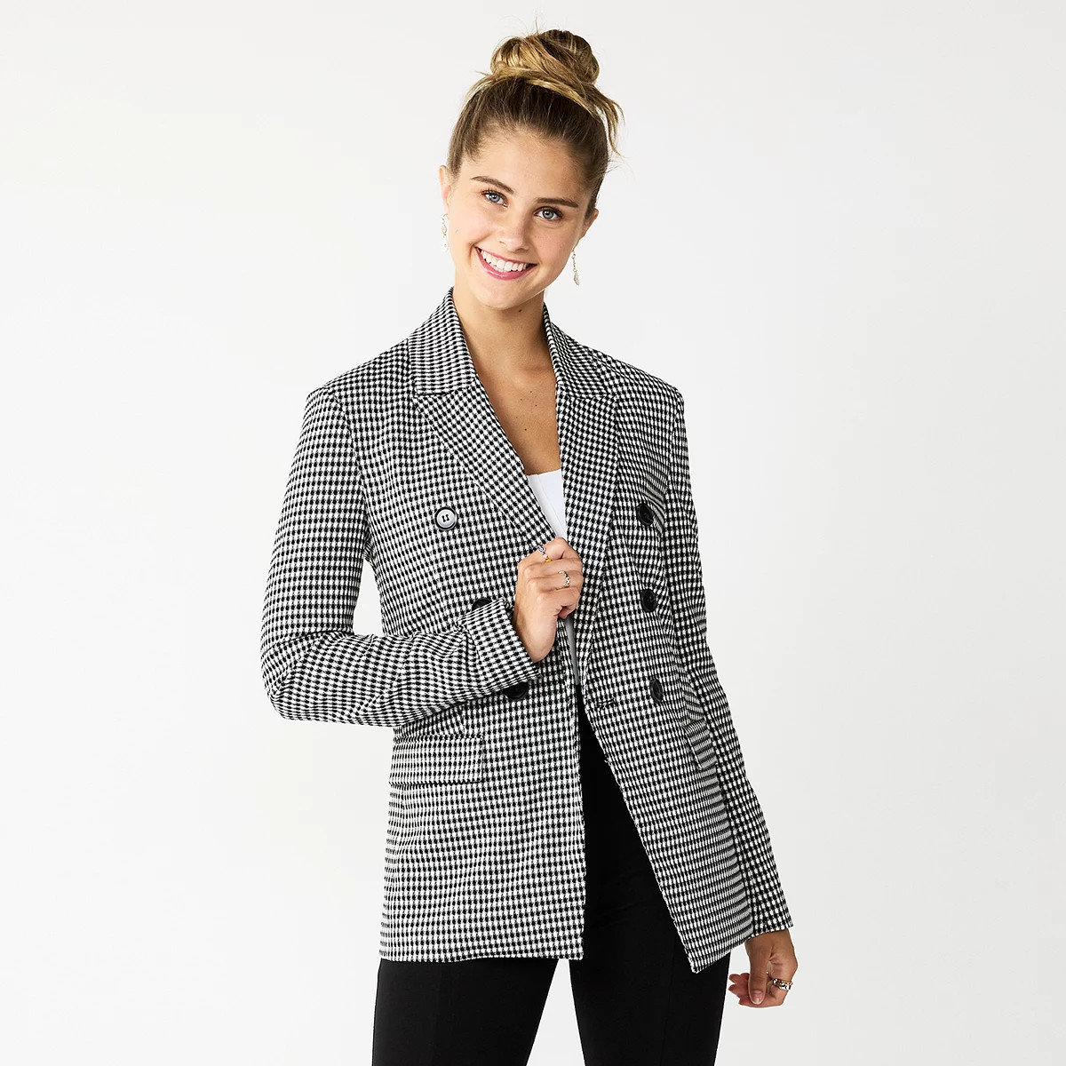 Juniors' SO® Double Breasted Twill Blazer | Kohl's