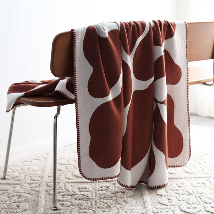 LumiSyne Faux Cashmere Throw Blanket Geometric Leaf Pattern Vintage Nordic Style Soft Warm Blanke... | Amazon (US)