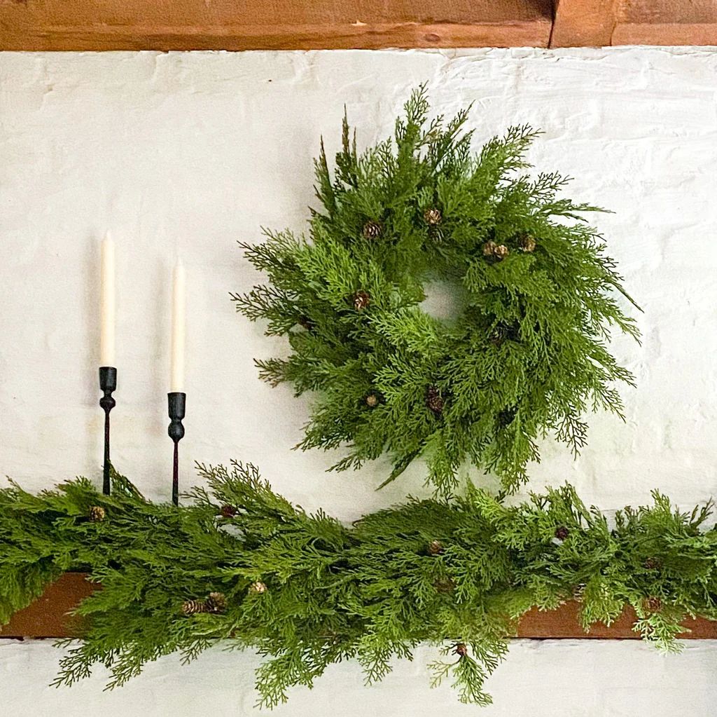 Natural Forest Hemlock Wreath with Pine Cones | Purple Rose Home